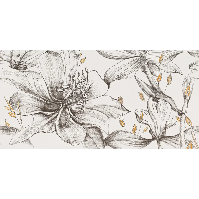 5900199234062 DOMINO (Tubądzin) Velo Bianco Flowers Obraz Gresowy Element 1 59,8x119,8 G1 DP-02-593-1198-0598-1-018
