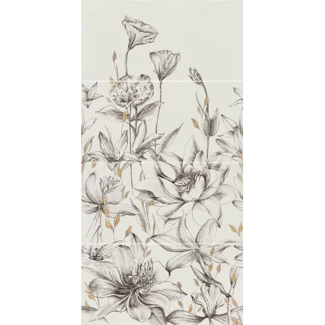 DOMINO (Tubądzin) Velo Bianco Flowers Obraz Gresowy 4-Elementowy 4x 59,8x119,8 G1