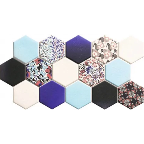 REALONDA Hex Noveau Blue Płytka Gresowa Mat Ścienno-Podłogowa Hexagonalna 26,5x51 G1