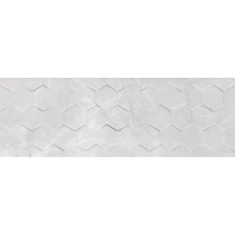 5902627439131 KOŃSKIE Braga White Hexagon Płytka Ścienna Rett. Połysk 25x75 imitacja betonu 3d
