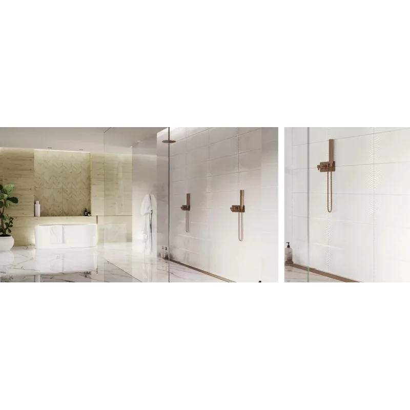 CERAMICA BIANCA Perla White Onda Rett. CCR71-1 Płytka Ścienna 30x90 G1 ...