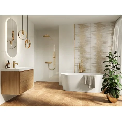 5900199258457 DOMINO (Tubądzin) Karelia White Gloss Płytka Ścienna Połysk 59,8x119,8 60x120 1198x598 PS-02-633-0598-1198-1-001
