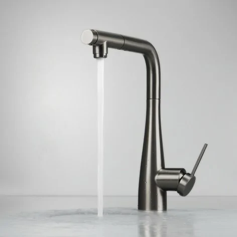 5907650864059 DEANTE Eridan Bateria Kuchenna z Podłączeniem do Filtra Wody z Wyciąganą Wylewką TITANIUM BRE_D75M