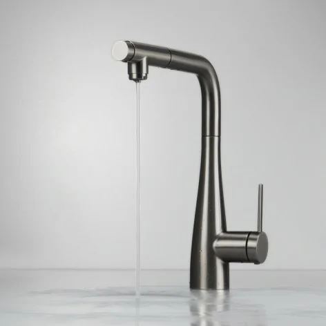 5907650864059 DEANTE Eridan Bateria Kuchenna z Podłączeniem do Filtra Wody z Wyciąganą Wylewką TITANIUM BRE_D75M
