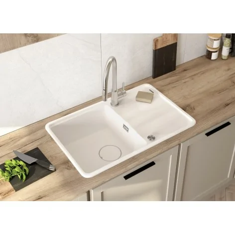 5907650831020 Sklep Baterie DEANTE Momi Zlewozmywak Granitowy 1-Komorowy z Ociekaczem Alabaster ZKM_A113