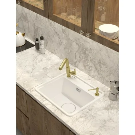 5907650831075 sklep Baterie Online DEANTE Momi Zlewozmywak Granitowy 1-Komorowy Alabaster ZKM_A103