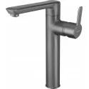 5907650826439 sklep baterie online DEANTE Arnika Bateria Umywalkowa Wysoka Titanium BQA_D20K srebrna srebrny mat