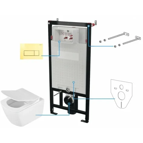 5907650819271 DEANTE Anemon Zestaw WC podtynkowy 6 w 1 Złoto + Biały CDZZ6ZPW Stelaż Podtynkowy