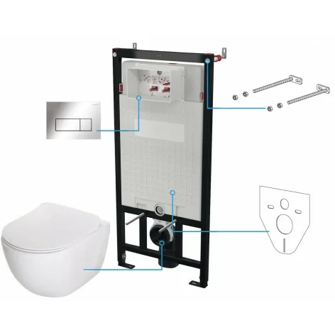 5908212067314 DEANTE Peonia Zestaw WC Podtynkowy 6 w 1 Chrom + Biały CDES6ZPW Miski WC Stelaże Podtynkowe