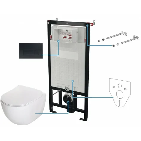 5908212083352 DEANTE Peonia Zestaw WC Podtynkowy 6 w 1 Nero + Biały CDEN6ZPW MISKI WC STELAŻE PODTYNKOWE