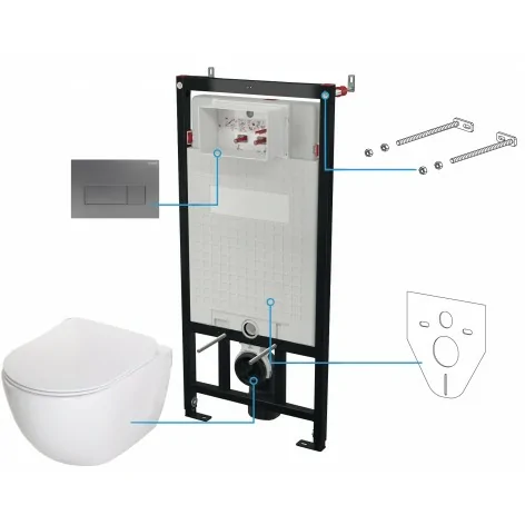 5907650849247 DEANTE Peonia Zestaw WC Podtynkowy 6 w 1 Titanium + Biały CDET6ZPW Miski Wc Stelaże Podtynkowe