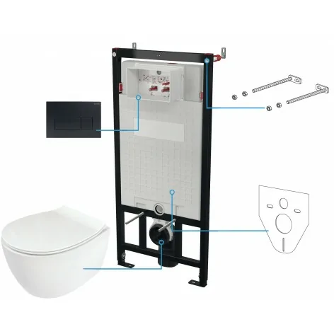 5907650819301 DEANTE Silia Zestaw WC Podtynkowy 6 w 1 Nero + Biały CDLN6ZPW Miski WC Stelaże Podtynkowe
