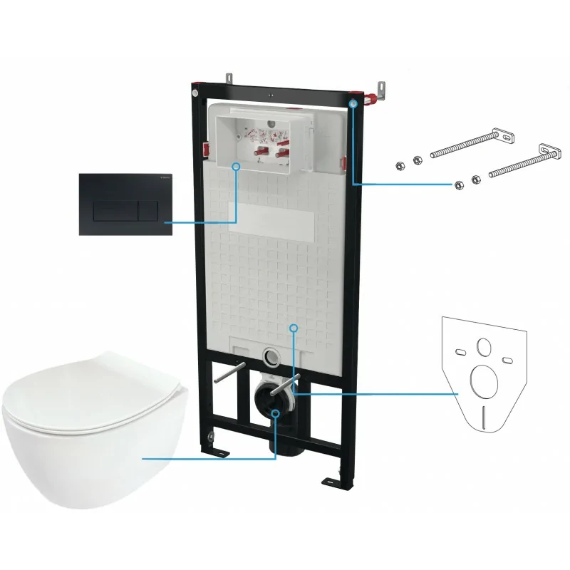 5907650819301 DEANTE Silia Zestaw WC Podtynkowy 6 w 1 Nero + Biały CDLN6ZPW Miski WC Stelaże Podtynkowe