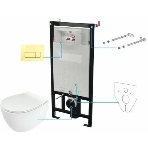 5907650819295 DEANTE Silia Zestaw WC Podtynkowy 6 w 1 Złoty + Biały CDLZ6ZPW Miski WC Stelaże Podtynkowe