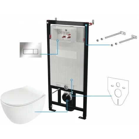 5907650819349 DEANTE Silia Zestaw WC Podtynkowy 6 w 1 Chrom + Biały CDLS6ZPW Miski WC Stelaże podtynkowe