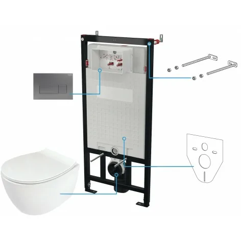 5907650849261 DEANTE Silia Zestaw WC Podtynkowy 6 w 1 Titanium + Biały CDLT6ZPW Miski WC Stelaże Podtynkowe