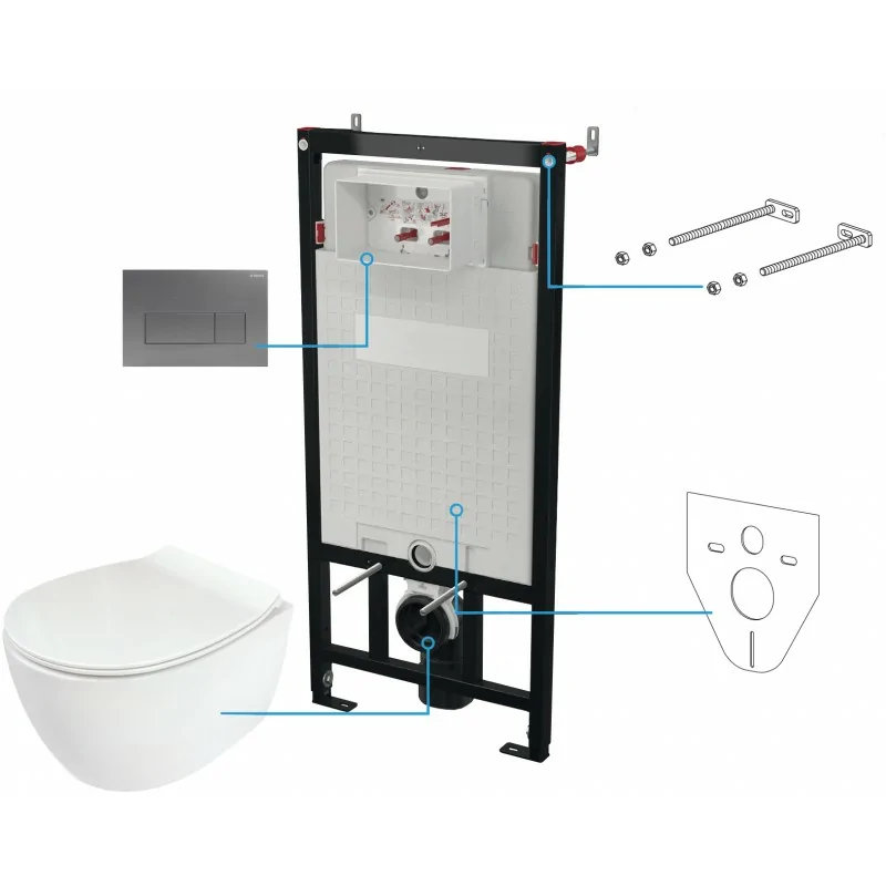 5907650849261 DEANTE Silia Zestaw WC Podtynkowy 6 w 1 Titanium + Biały CDLT6ZPW Miski WC Stelaże Podtynkowe