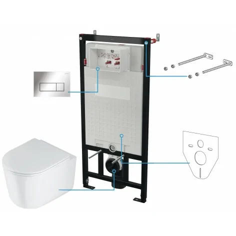 5907650860297 DEANTE Jasmin Zestaw WC Podtynkowy 6 w 1 Chrom + Biały CDJS6ZPW Miski WC Stelaże Podtynkowe