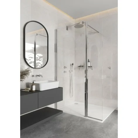 5907650813255 DEANTE Kerria Plus Panel Ruchomy do Kabin Chrom + Szkło Transparentne KTSX072P