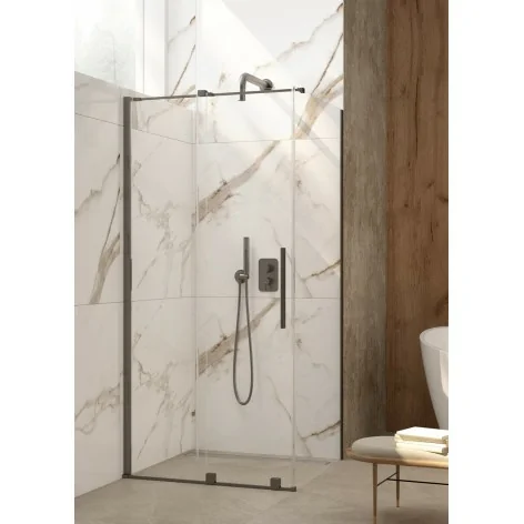 5907650839439 DEANTE Prizma Ścianka Prysznicowa Walk-in 80 cm Titanium + Szkło Transparentne KTJ_D38P