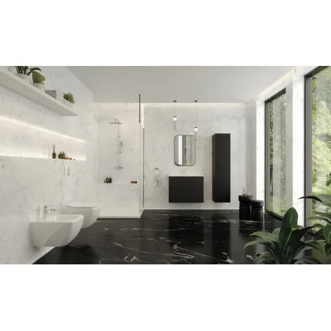 5907650839460 DEANTE Prizma Ścianka Prysznicowa Walk-in 90 cm Nero + Szkło Transparentne KTJ_N39P