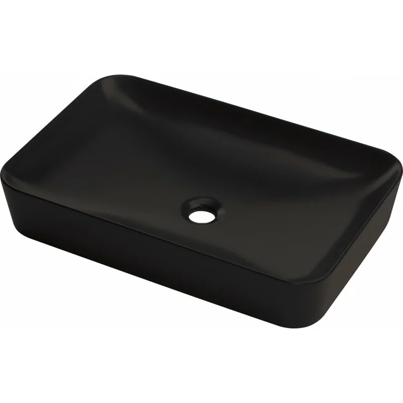 5907650874652 DEANTE Tess Umywalka Ceramiczna Nablatowa - 60x40 cm Nero Czarna CDS_NU6S Czarny mat
