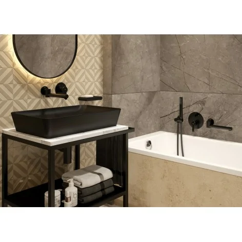 5907650874652 DEANTE Tess Umywalka Ceramiczna Nablatowa - 60x40 cm Nero Czarna CDS_NU6S Czarny mat