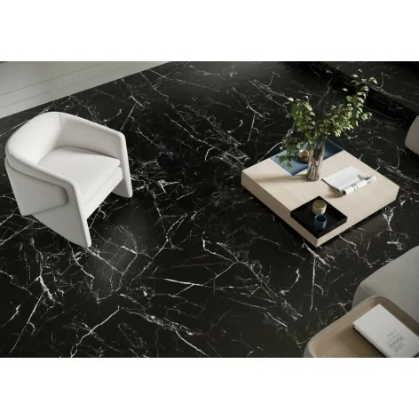 5903313331074 CERRAD (La Mania) Marmo Morocco Black Gres Rekt. Poler 79,7x79,7 80x80 czarny kamień marmur