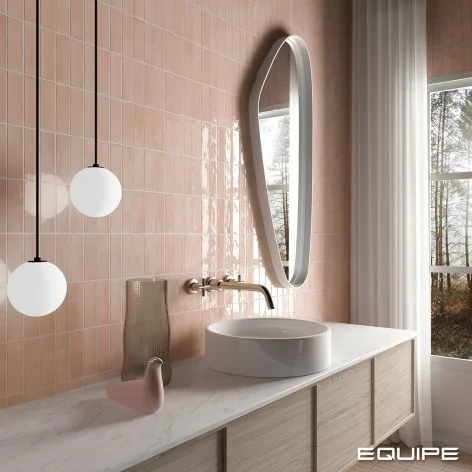 Sklep Płytki Flizy Różowa EQUIPE Coco Orchard Pink Gloss EQ 27986 Płytka Cegiełka Połysk 5x15 cegiełki