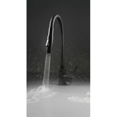 5907650850434 DEANTE Luno Bateria Kuchenna z Giętą Wylewką - 2 Rodzaje Strumienia Nero BOC_N74M