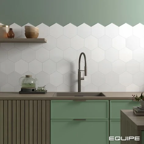 8435081406472 Sklep Płytki Flizy Białe EQUIPE Coimbra White EQ 30631 Płytka Heksagonalna Mat. 17,5x20