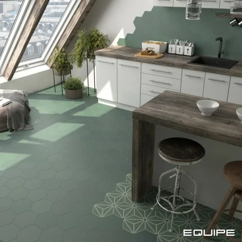 8435081406557 Sklep płytki flizy kafelki EQUIPE Coimbra Pickle Green EQ 30638 Płytka Heksagonalna Mat. 17,5x20