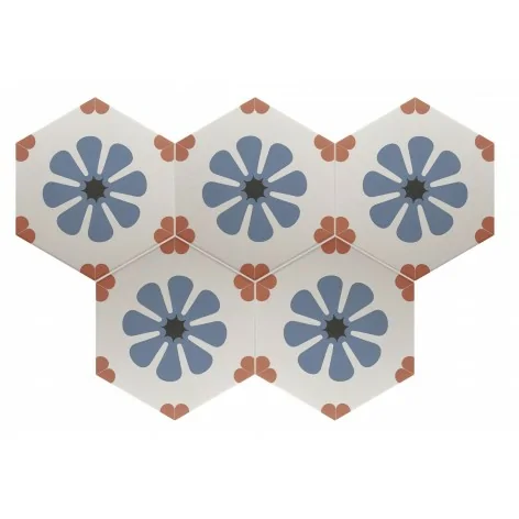 8435081406731 sklep płytki flizy EQUIPE Coimbra Bella Blue EQ 30658 Płytka Heksagonalna Dekor Mat. 17,5x20