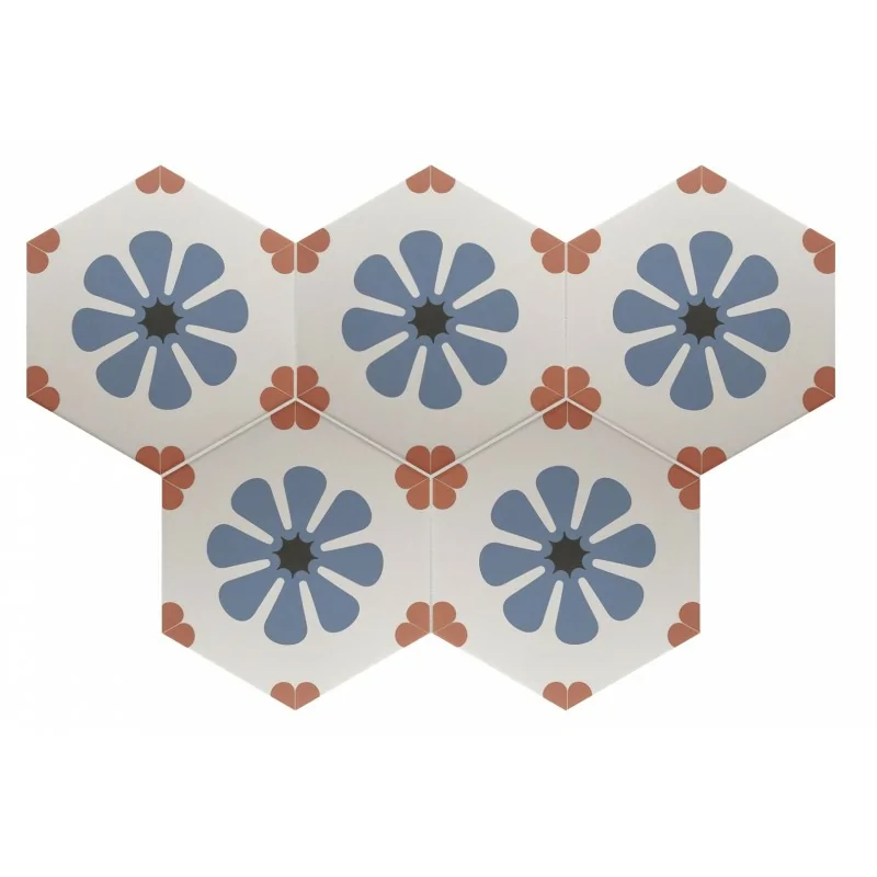 8435081406731 sklep płytki flizy EQUIPE Coimbra Bella Blue EQ 30658 Płytka Heksagonalna Dekor Mat. 17,5x20