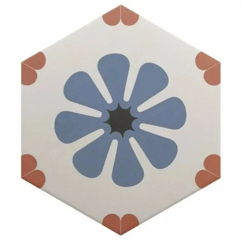 8435081406731 sklep płytki flizy EQUIPE Coimbra Bella Blue EQ 30658 Płytka Heksagonalna Dekor Mat. 17,5x20