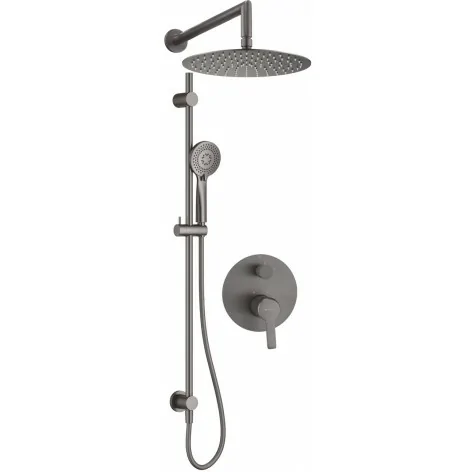 5907650858218 DEANTE Arnika Zestaw Pysznicowy Podtynkowy z Drążkiem - z Głowicą Prysznicową Titanium NAC_D6QP