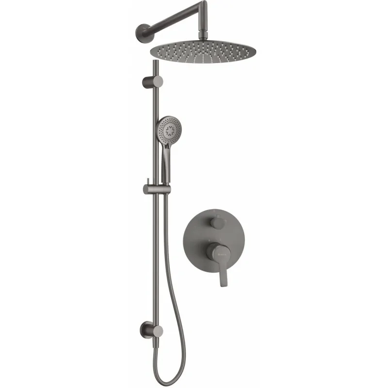 5907650858218 DEANTE Arnika Zestaw Pysznicowy Podtynkowy z Drążkiem - z Głowicą Prysznicową Titanium NAC_D6QP