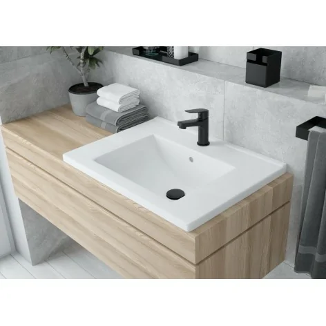 CDI 6U6M 5908212022429 DEANTE Floks Umywalka Ceramiczna Wpuszczana z Miejscem na Baterię - 60 cm Biała CDI_6U6M