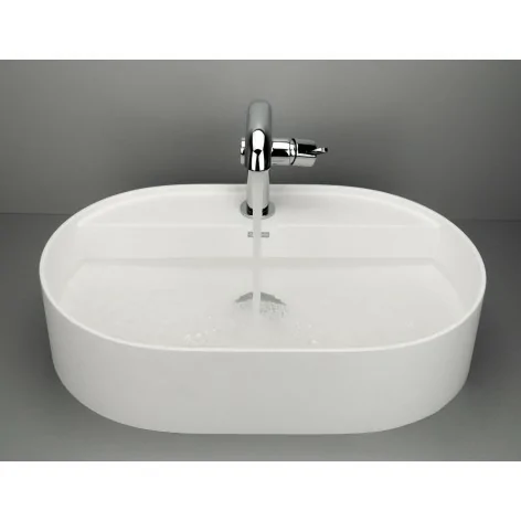 CQS AU6B 5907650865506 DEANTE Silia Umywalka Granitowa Nablatowa z Wyspą na Baterię - Owalna Alabaster CQS_AU6B