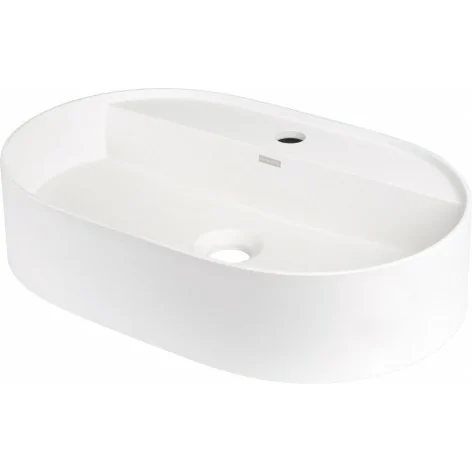 CQS AU6B 5907650865506 DEANTE Silia Umywalka Granitowa Nablatowa z Wyspą na Baterię - Owalna Alabaster CQS_AU6B