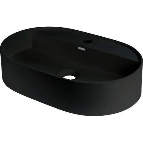 5907650865513 DEANTE Silia Umywalka Granitowa Nablatowa z Wyspą Na Baterię - Owalna Nero Czarna CQS_NU6B