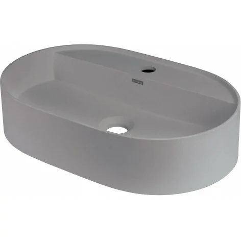 5907650865520 DEANTE Silia Umywalka Granitowa Nablatowa z Wyspą na Baterię - Owalna Szary Metalik CQS_SU6B