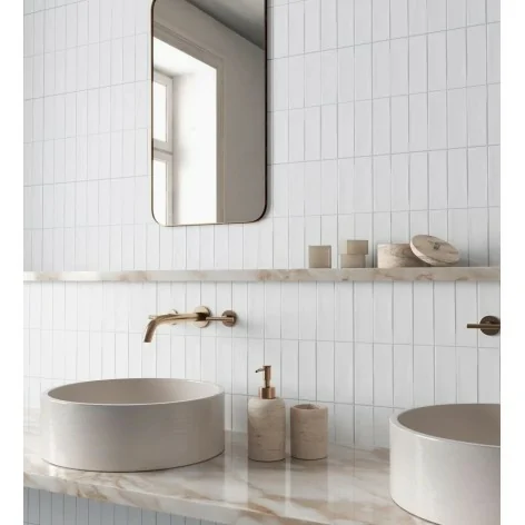 Sklep Płytki Białe Flizy Glazura GAYAFORES Deco Biscuit White Cegiełka Mat. 32x62,5 30x60