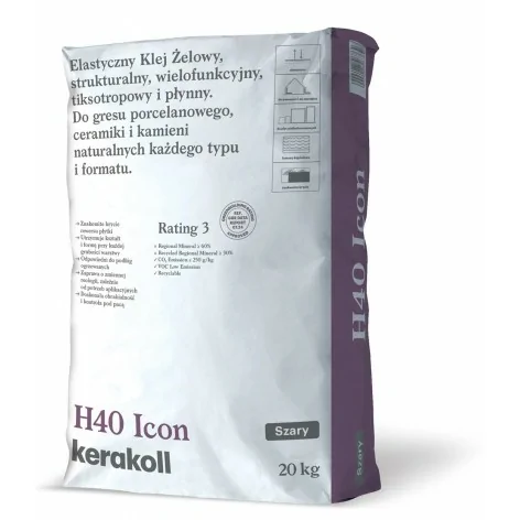 5900401826764 KERAKOLL H40 Icon Szary Klej Elastyczny Żelowy kleje chemia budowlana do płytek gresowych