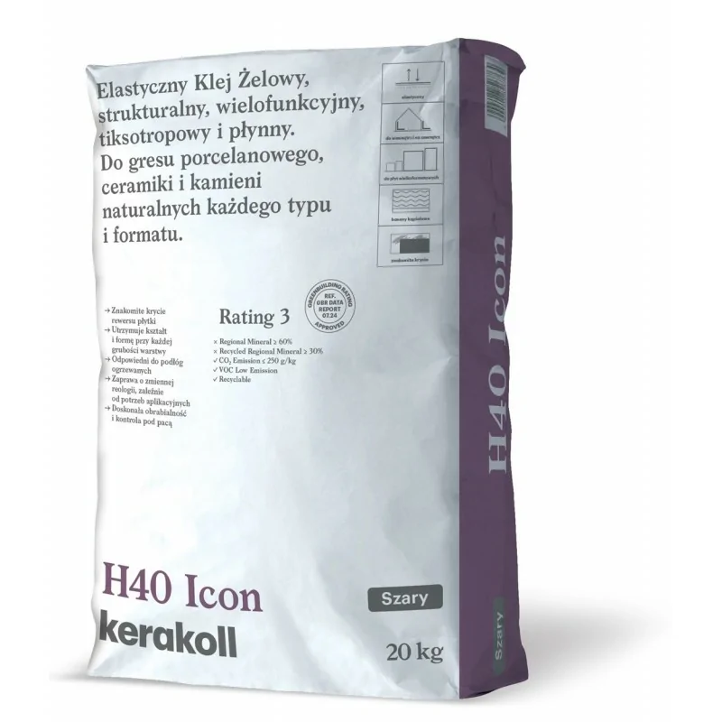 5900401826764 KERAKOLL H40 Icon Szary Klej Elastyczny Żelowy kleje chemia budowlana do płytek gresowych