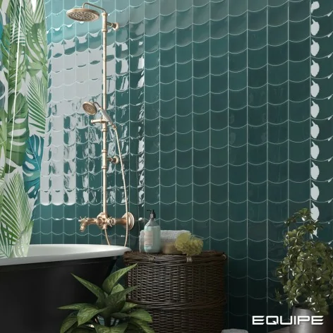 8435404959418 Sklep płytki flizy glazura EQUIPE Wave Teal Grassy EQ 28840 Płytka Cegiełka Połysk 12x12 hiszpańskie kafelki