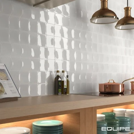 8435404959395 Sklep płytki flizy glazura EQUIPE Wave White EQ 28838 Płytka Ścienna Cegiełka Połysk 12x12 hiszpańskie kafelki
