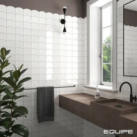 8435404959395 Sklep płytki flizy glazura EQUIPE Wave White EQ 28838 Płytka Ścienna Cegiełka Połysk 12x12 hiszpańskie kafelki