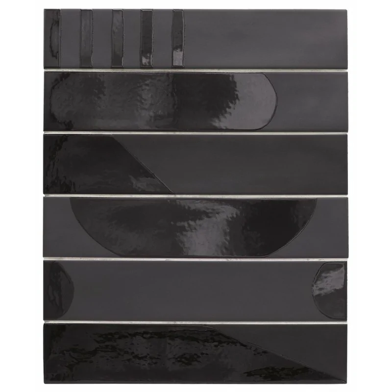8435081401828 Sklep płytki flizy glazura EQUIPE Wadi Noir Decor EQ 30174 Cegiełka Mat. 6x30 hiszpańskie kafelki