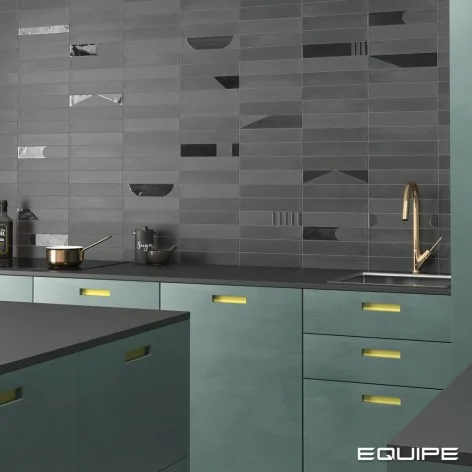 8435081401828 Sklep płytki flizy glazura EQUIPE Wadi Noir Decor EQ 30174 Cegiełka Mat. 6x30 hiszpańskie kafelki